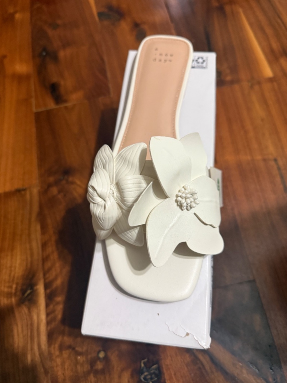 Women's Alyssa Floral Slide Sandals - A New Day White (size 10, NWT) - Picture 5 of 15